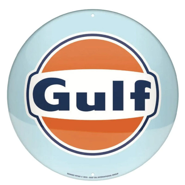 photo-Plaque - Enseigne publicitaire - Vintage - Gulf - Design rétro - 35cm diamètre