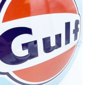 Plaque - Enseigne publicitaire - Vintage - Gulf - Design rétro - 35cm diamètre