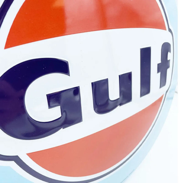 Plaque - Enseigne publicitaire - Vintage - Gulf - Design rétro - 35cm diamètre