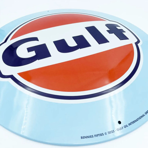 Plaque - Enseigne publicitaire - Vintage - Gulf - Design rétro - 35cm diamètre
