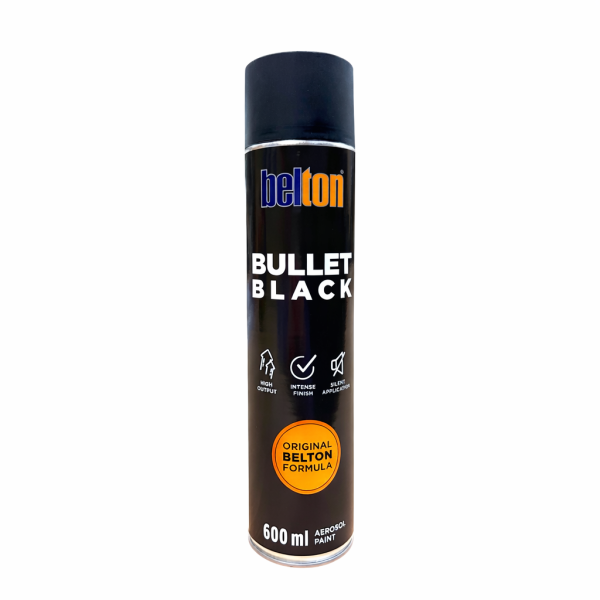 photo-Bombe de peinture - Noir intense - Belton Bullet Black – 600 ml – Haute couvrance