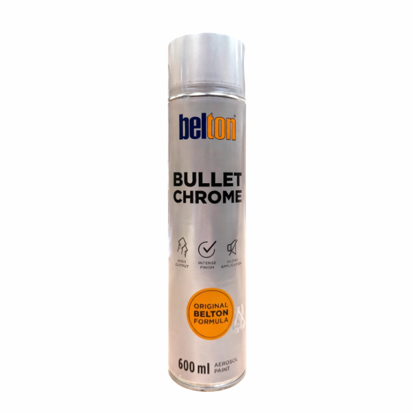 photo-Bombe de peinture - Effet chrome brillant - Belton Bullet Chrome – 600 ml – Haute couvrance