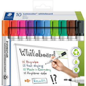 photo-Marqueurs - Feutres - Pour tableaux blancs - Effaçable à sec - 10 couleurs - Staedtler Lumocolor