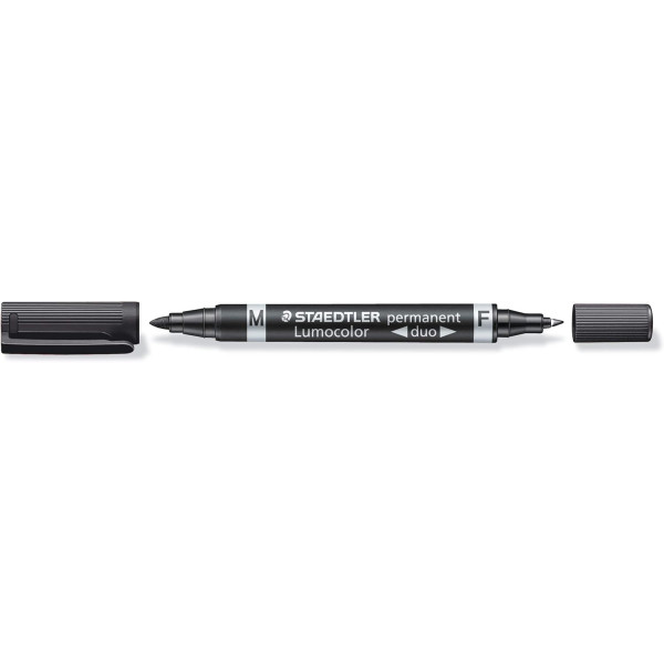 Feutre - Indélébile - Permanent - Noir - Double pointe - Idéal boîte à outils - Staedtler Lumocolor