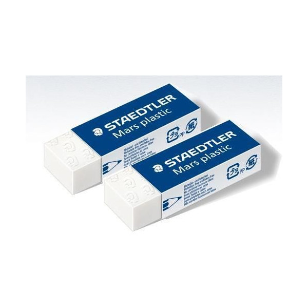 Gomme blanche - Lot de 2 - Sans phtalate ni latex - Staedtler - Mars plastic