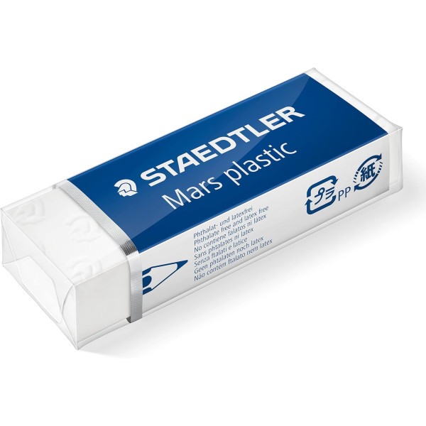 Gomme blanche - Lot de 2 - Sans phtalate ni latex - Staedtler - Mars plastic