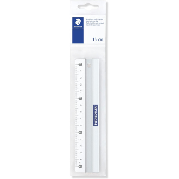 photo-Règle - 15 cm - Plate - Aluminium - Anti-dérapant - Idéal bureau, scolaire - Staedtler