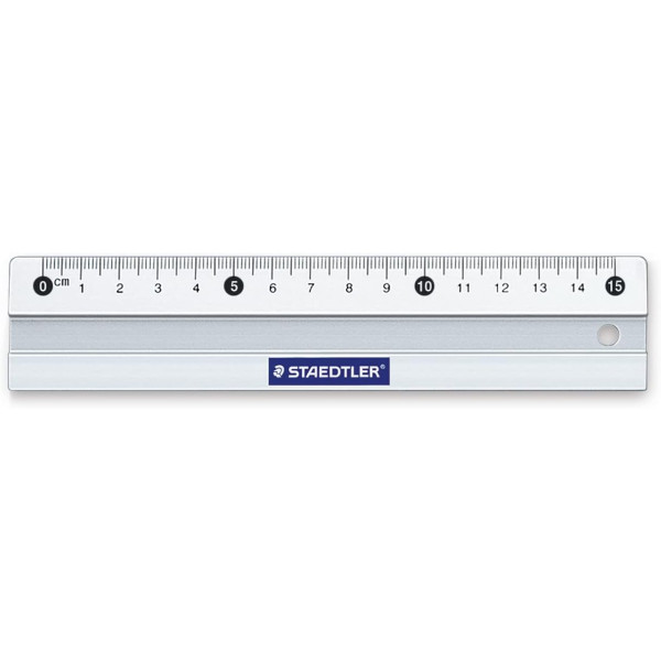 Règle - 15 cm - Plate - Aluminium - Anti-dérapant - Idéal bureau, scolaire - Staedtler