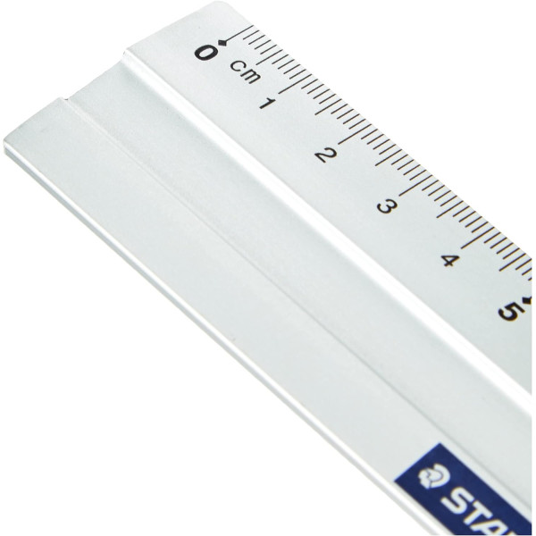 Règle - 15 cm - Plate - Aluminium - Anti-dérapant - Idéal bureau, scolaire - Staedtler