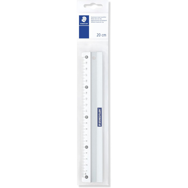 photo-Règle - 20 cm - Plate - Aluminium - Anti-dérapant - Idéal bureau, scolaire - Staedtler