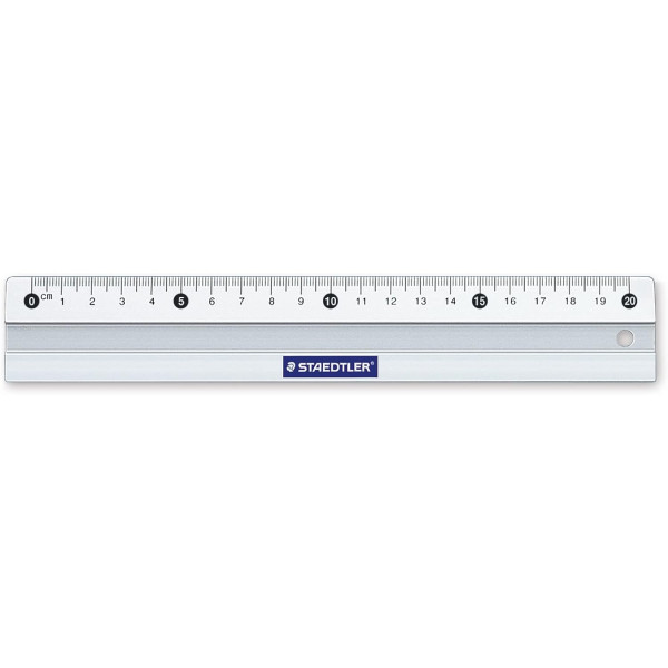 Règle - 20 cm - Plate - Aluminium - Anti-dérapant - Idéal bureau, scolaire - Staedtler