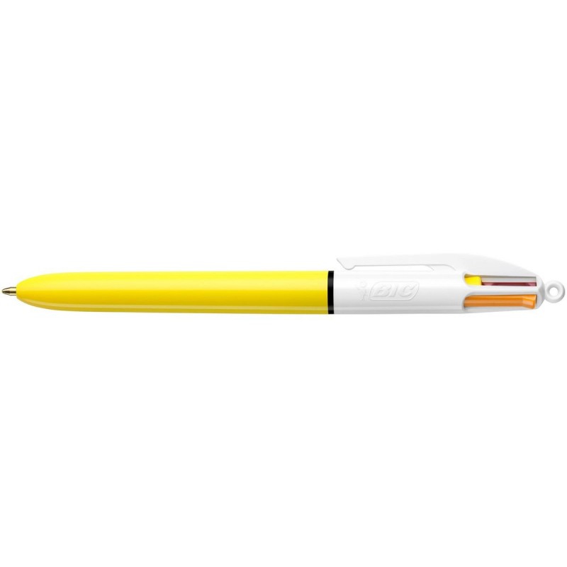 photo-Stylo bille - 4 couleurs - Pointe moyenne - Bic - Corps jaune