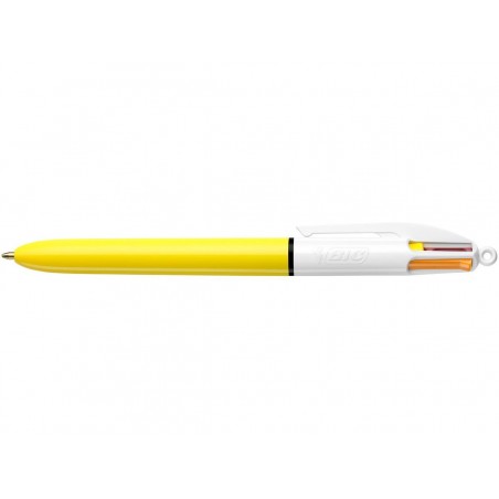 photo-Stylo bille - 4 couleurs - Pointe moyenne - Bic - Corps jaune