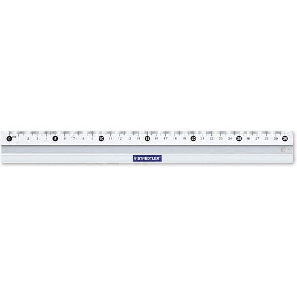 Règle - 30 cm - Plate - Aluminium - Anti-dérapant - Idéal bureau, scolaire - Staedtler