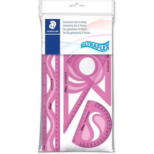 photo-Set de traçage - Règle 30cm - Equerres - Rapporteur - Incassable - Scolaire - Staedtler