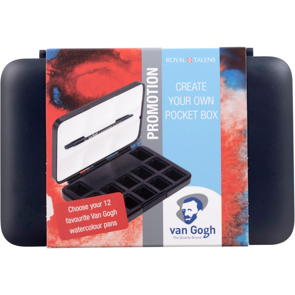 Boite pour godets de peinture aquarelle - A remplir - Plastique - Idéal voyage - Van Gogh