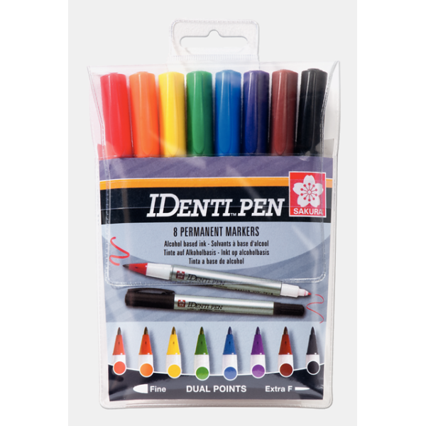 photo-Feutres - Encre à alcool - Permanent - 8 couleurs - Double pointe - Sakura IdentiPen