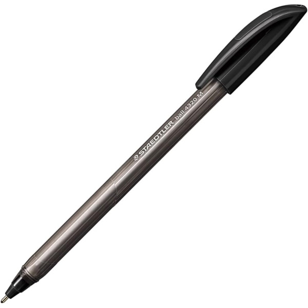 photo-Stylo bille - Noir - Pointe moyenne - Avec capuchon - Bureau, école - Staedtler ball 4320