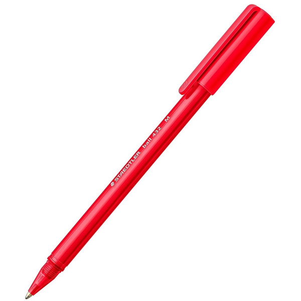 photo-Stylo bille - Rouge - Pointe moyenne - Avec capuchon - Bureau, école - Staedtler ball 4320