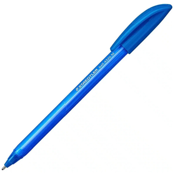 photo-Stylo bille - Bleu - Pointe moyenne - Avec capuchon - Bureau, école - Staedtler ball 4320