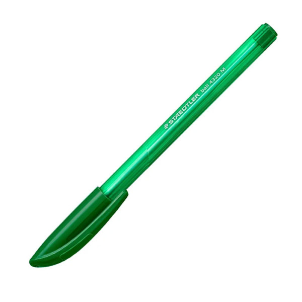 photo-Stylo bille - Vert - Pointe moyenne - Avec capuchon - Bureau, école - Staedtler ball 4320