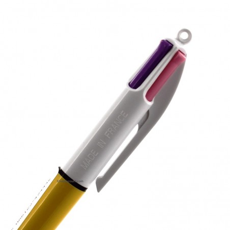 Stylo - 4 Couleurs - Pointe Moyenne - Bic - Corps Jaune | à seulement 2,5 €