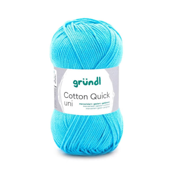 photo-Pelote de laine - Bleu turquoise - 136 - 100% coton - 3/4 mm - Gründl - Cotton Quick Uni