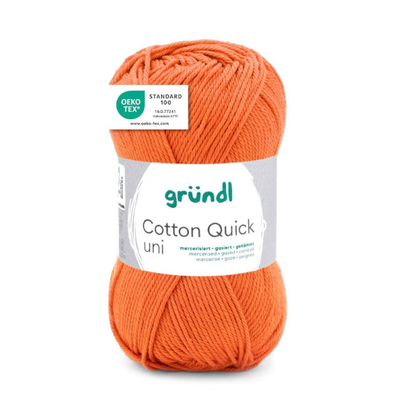 photo-Pelote de laine - Citrouille - 175 - 100% coton - 3/4 mm - Gründl - Cotton Quick Uni