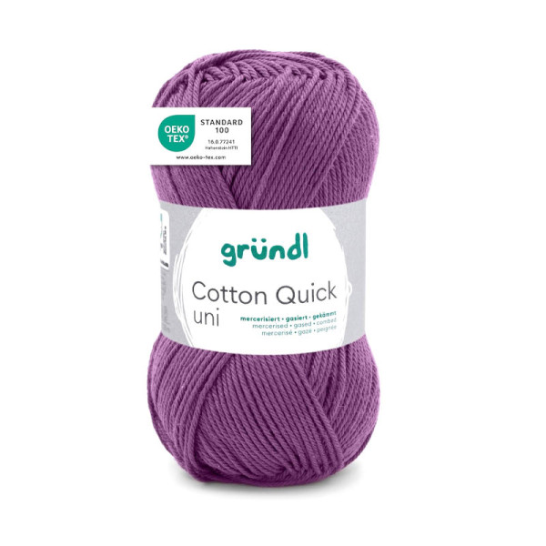 photo-Pelote de laine - Mauve - 158 - 100% coton - 3/4 mm - Gründl - Cotton Quick Uni