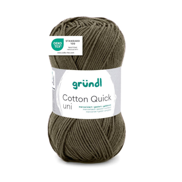 photo-Pelote de laine - Militaire - 168 - 100% coton - 3/4 mm - Gründl - Cotton Quick Uni