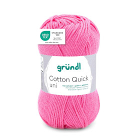photo-Pelote de laine - Framboise - 107 - 100% coton - 3/4 mm - Gründl - Cotton Quick Uni