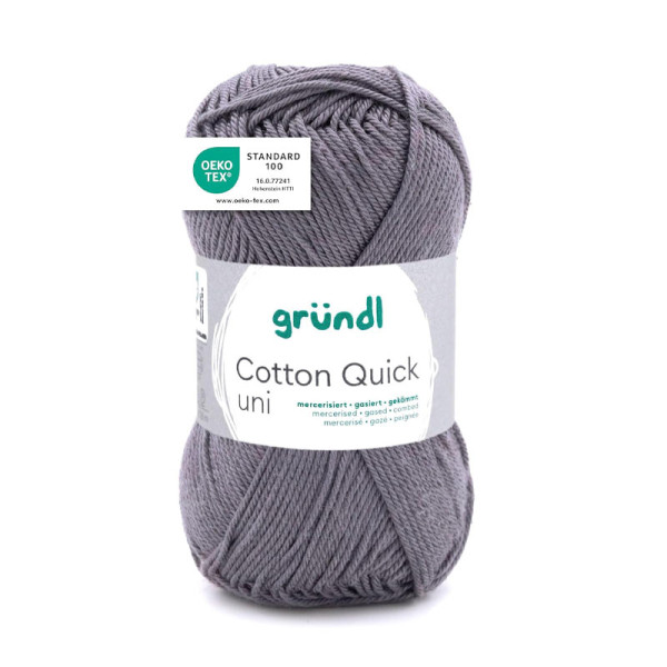 photo-Pelote de laine - Gris - 110 - 100% coton - 3/4 mm - Gründl - Cotton Quick Uni