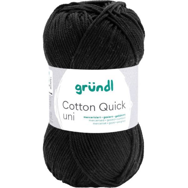 photo-Pelote de laine - Noir - 11 - 100% coton - 3/4 mm - Gründl - Cotton Quick Uni