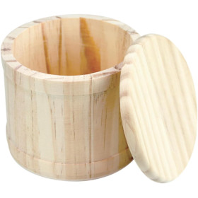 photo-Boîte - Ronde - Bois naturel - 10,5x9,5cm - A décorer - Avec couvercle - Loisirs créatifs