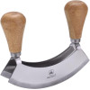 photo-Hachoir - Double lame - Acier inox - Avec planche en bambou - Pour herbes aromatiques - Laguiole