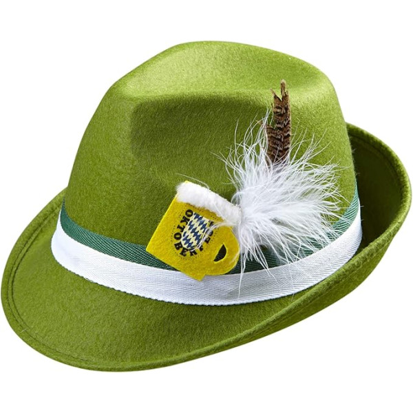 photo-Chapeau bavarois - Vert - Avec plume - Déguisement - Oktoberfest - Taille unique - Adulte