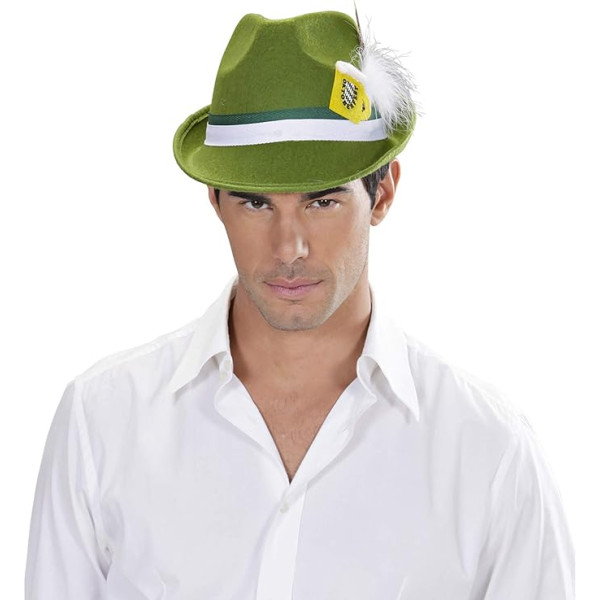 Chapeau bavarois - Vert - Avec plume - Déguisement - Oktoberfest - Taille unique - Adulte