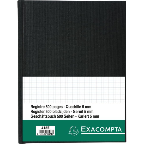 photo-Registre - A4 - Petits carreaux - 500 pages - Couverture rigide - Noir - Exacompta