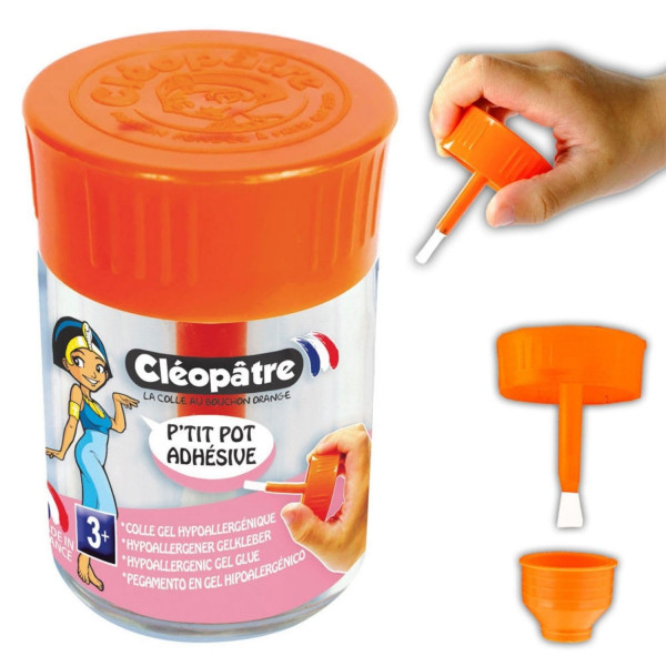 Colle - Transparente - P'tit pot - Cléopâtre Adhésive - Schoolpack - 16 petits pots + recharge