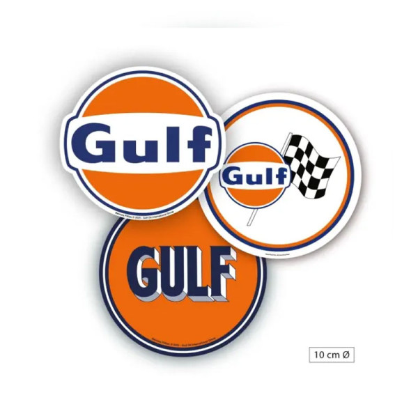 photo-Stickers - Autocollants - Logo Gulf - Vinyle - 3 modèles - 10cm de diamètre - Idée cadeau