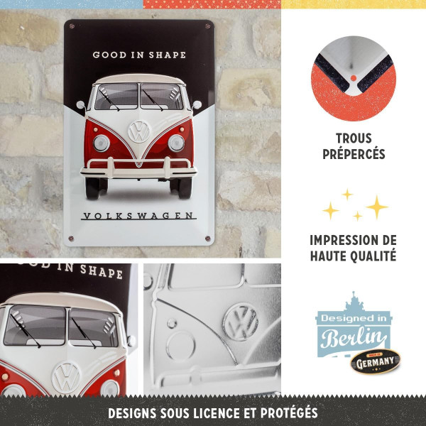 Plaque - Vintage - Volkswagen - Combi VW - 20x30cm - Métal - A suspendre