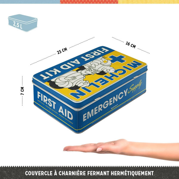 Boîte - Vintage - Métal - Michelin - First aid kit - 23x16x7cm - Idée cadeau
