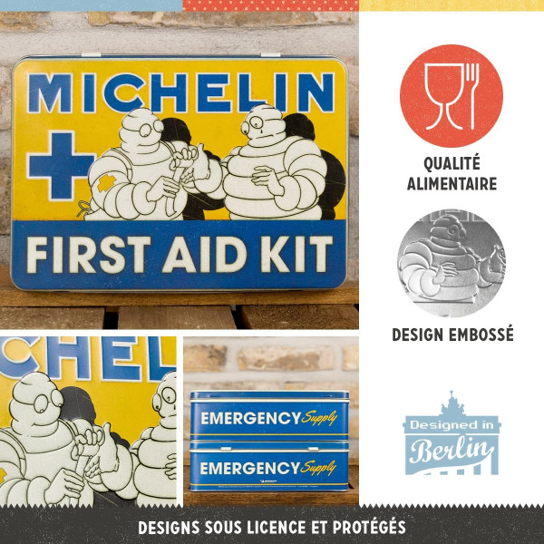 Boîte - Vintage - Métal - Michelin - First aid kit - 23x16x7cm - Idée cadeau