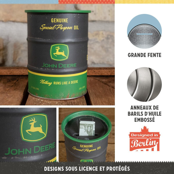 Tirelire - Ronde - John Deere - Rétro - Vintage - 11,7x9,3cm - Idée cadeau