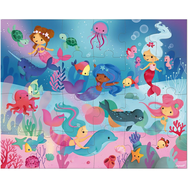 Puzzle - Les sirènes - 24 pièces - Dès 3 ans - 50x40cm - Poster inclus - Janod