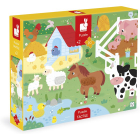 photo-Puzzle - Les animaux de la ferme - 20 pièces avec texture + poster - Dès 2 ans - Janod
