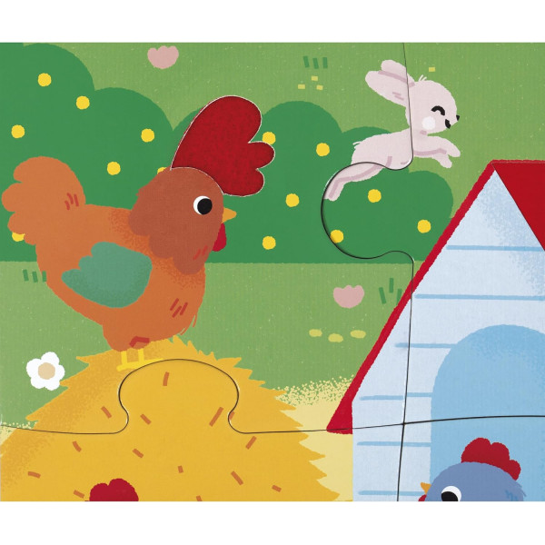 Puzzle - Les animaux de la ferme - 20 pièces avec texture + poster - Dès 2 ans - Janod
