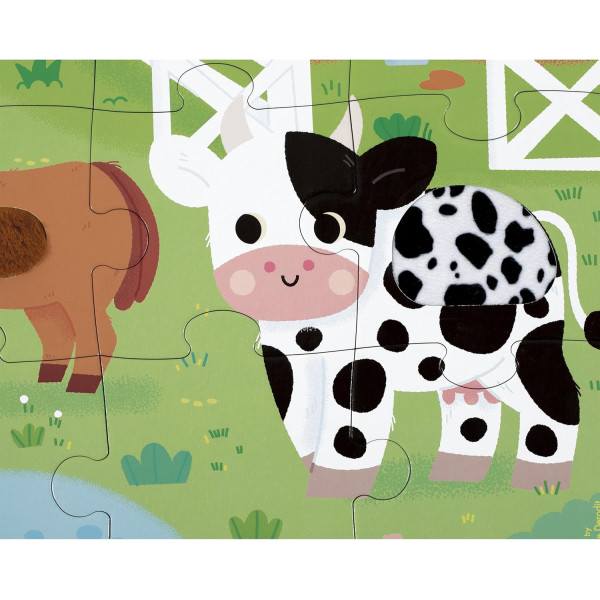 Puzzle - Les animaux de la ferme - 20 pièces avec texture + poster - Dès 2 ans - Janod