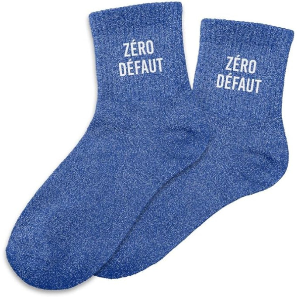 photo-Chaussettes - Femme - Bleu avec paillettes - Zéro défaut - Taille 36/42 - Humour - Cadeau