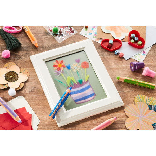 Stabilo woody 3 in 1 - Blanc - Crayon de couleur - Pointe large - Tous supports